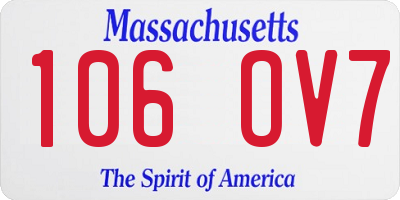 MA license plate 106OV7