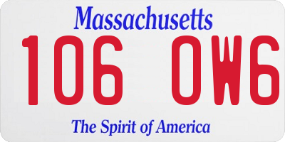MA license plate 106OW6