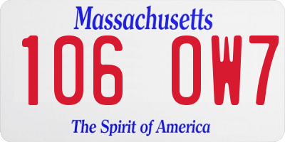 MA license plate 106OW7