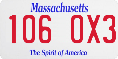 MA license plate 106OX3
