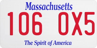 MA license plate 106OX5