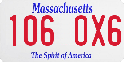 MA license plate 106OX6