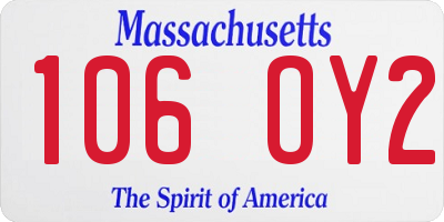 MA license plate 106OY2