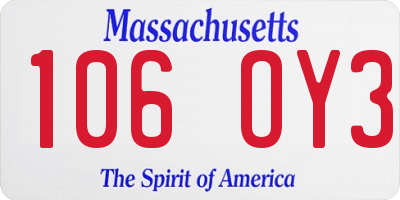 MA license plate 106OY3