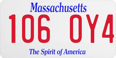 MA license plate 106OY4