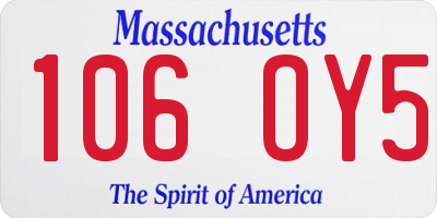 MA license plate 106OY5