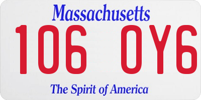 MA license plate 106OY6