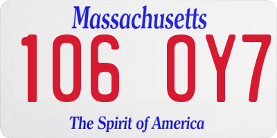 MA license plate 106OY7