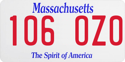 MA license plate 106OZ0