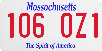 MA license plate 106OZ1