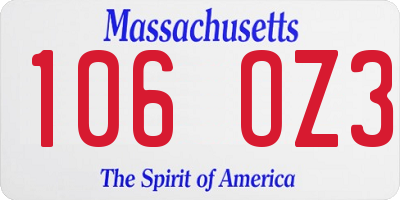 MA license plate 106OZ3