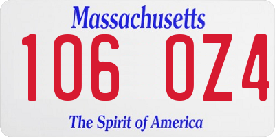 MA license plate 106OZ4