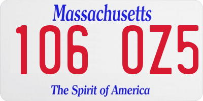 MA license plate 106OZ5