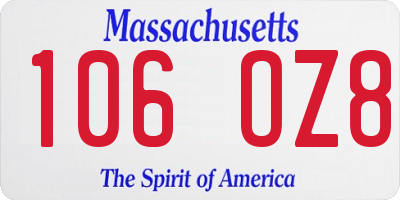 MA license plate 106OZ8