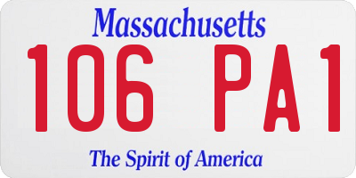 MA license plate 106PA1