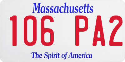 MA license plate 106PA2