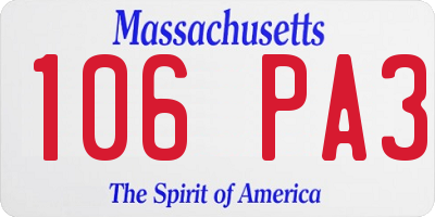 MA license plate 106PA3