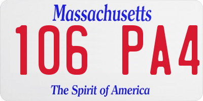 MA license plate 106PA4