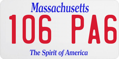 MA license plate 106PA6