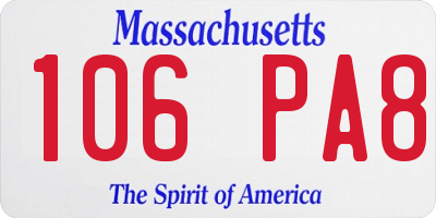 MA license plate 106PA8