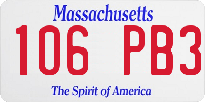 MA license plate 106PB3