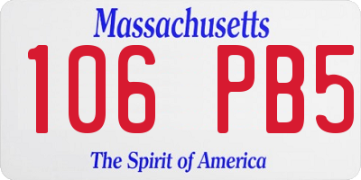 MA license plate 106PB5