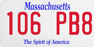 MA license plate 106PB8