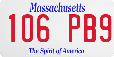MA license plate 106PB9