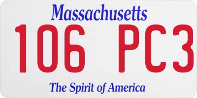 MA license plate 106PC3