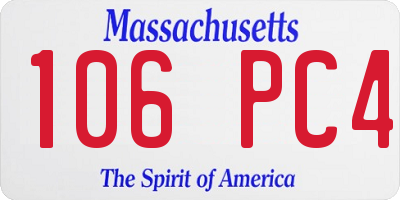 MA license plate 106PC4