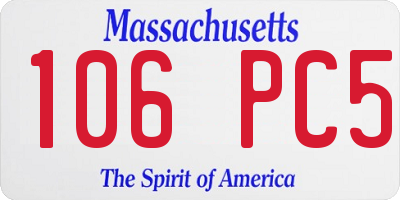MA license plate 106PC5