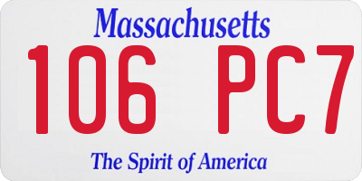 MA license plate 106PC7