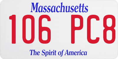 MA license plate 106PC8