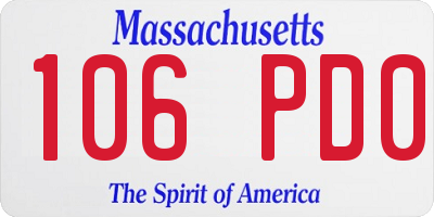 MA license plate 106PD0