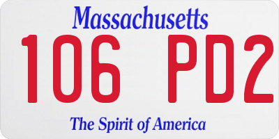 MA license plate 106PD2