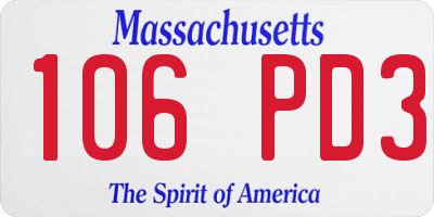 MA license plate 106PD3