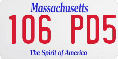 MA license plate 106PD5