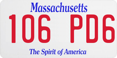 MA license plate 106PD6