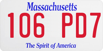 MA license plate 106PD7