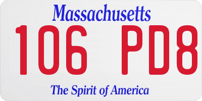 MA license plate 106PD8
