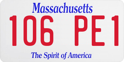 MA license plate 106PE1