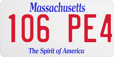 MA license plate 106PE4