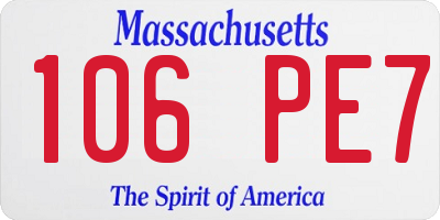 MA license plate 106PE7