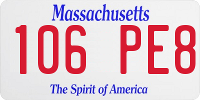 MA license plate 106PE8