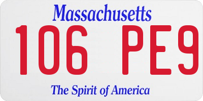MA license plate 106PE9