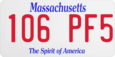 MA license plate 106PF5