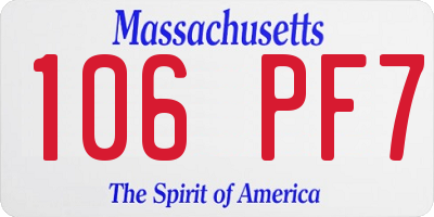 MA license plate 106PF7