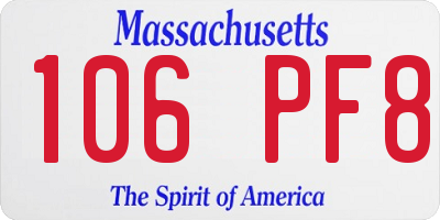 MA license plate 106PF8