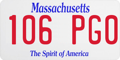 MA license plate 106PG0