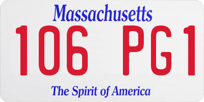 MA license plate 106PG1